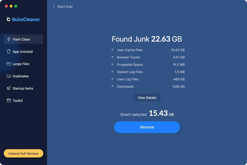 BuhoCleaner after the scan of the An everyday user’s Mac