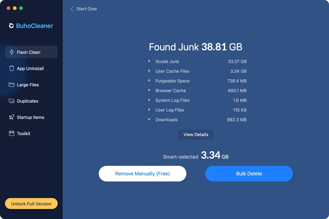 BuhoCleaner after the scan of the An iPhone developer’s Mac