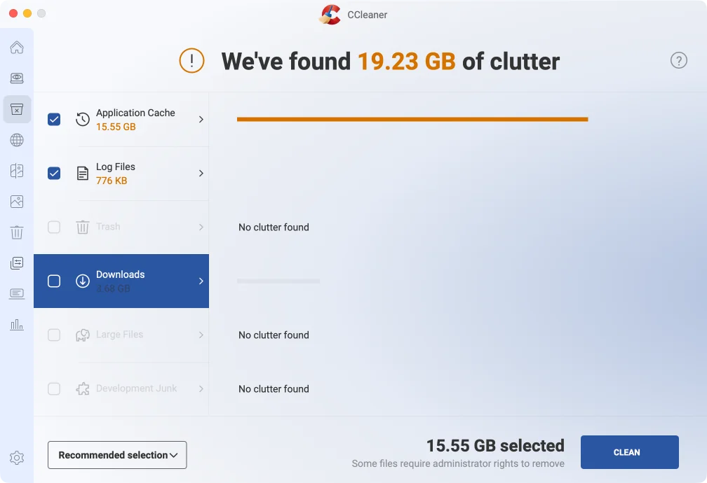 CCleaner после поиска: Mac обычного пользователя