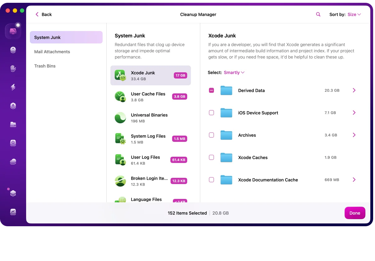 CleanMyMac после поиска: Mac разработчика под iPhone