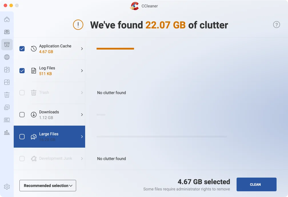 CCleaner после поиска: Mac фотографа