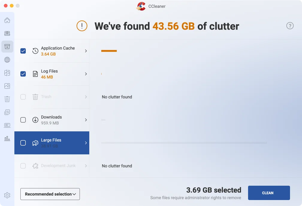 CCleaner после поиска: Mac видеомонтажёра