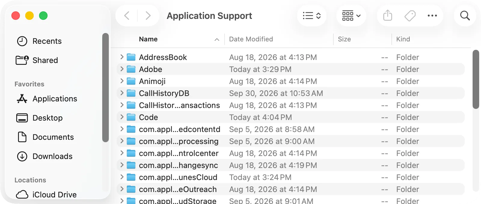 Application Support in Finder: the leftover folder of a deleted app with «Move to Trash»