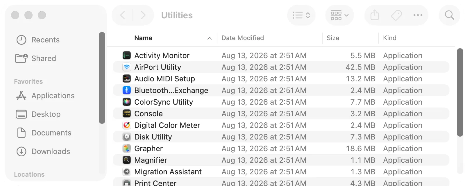 Finder, Applications › Utilities with Terminal selected