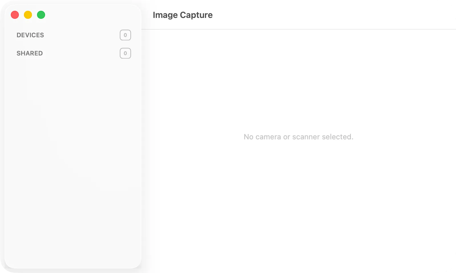 Image Capture: devices and shared scanners in the sidebar
