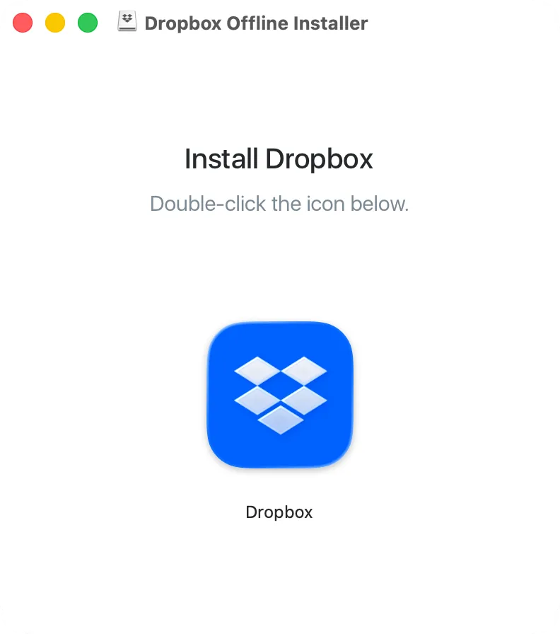 The Dropbox disk image window: Dropbox and the Applications folder to drag it to