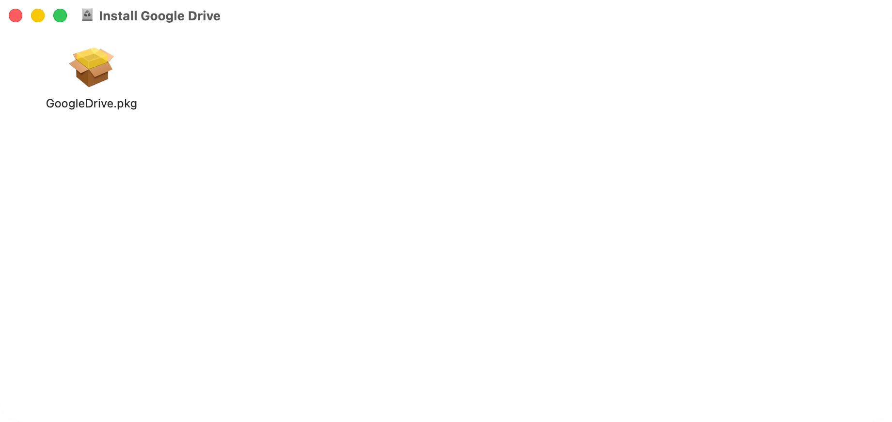 The Google Drive disk image window: Google Drive and the Applications folder to drag it to