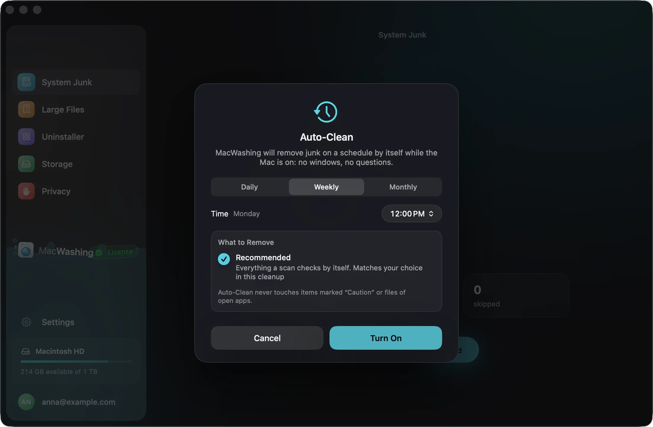 The Auto-Clean sheet: how often, time, and what to remove — Recommended