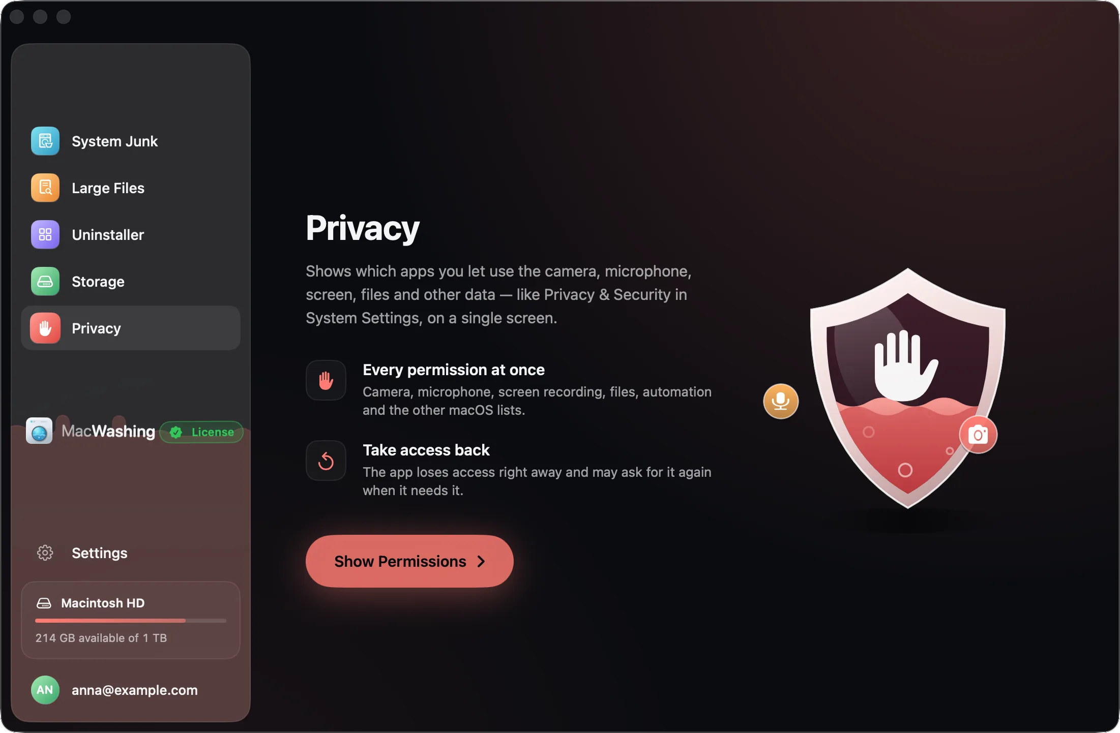 MacWashing’s Privacy with the Show Permissions button