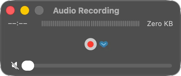 QuickTime Player’s audio recording window with its options menu
