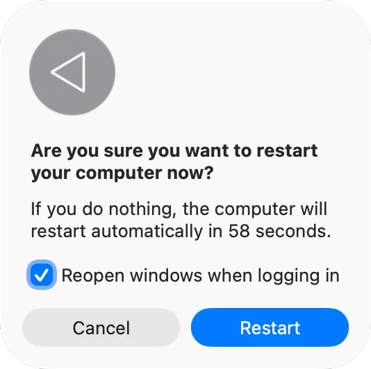 The Restart dialog