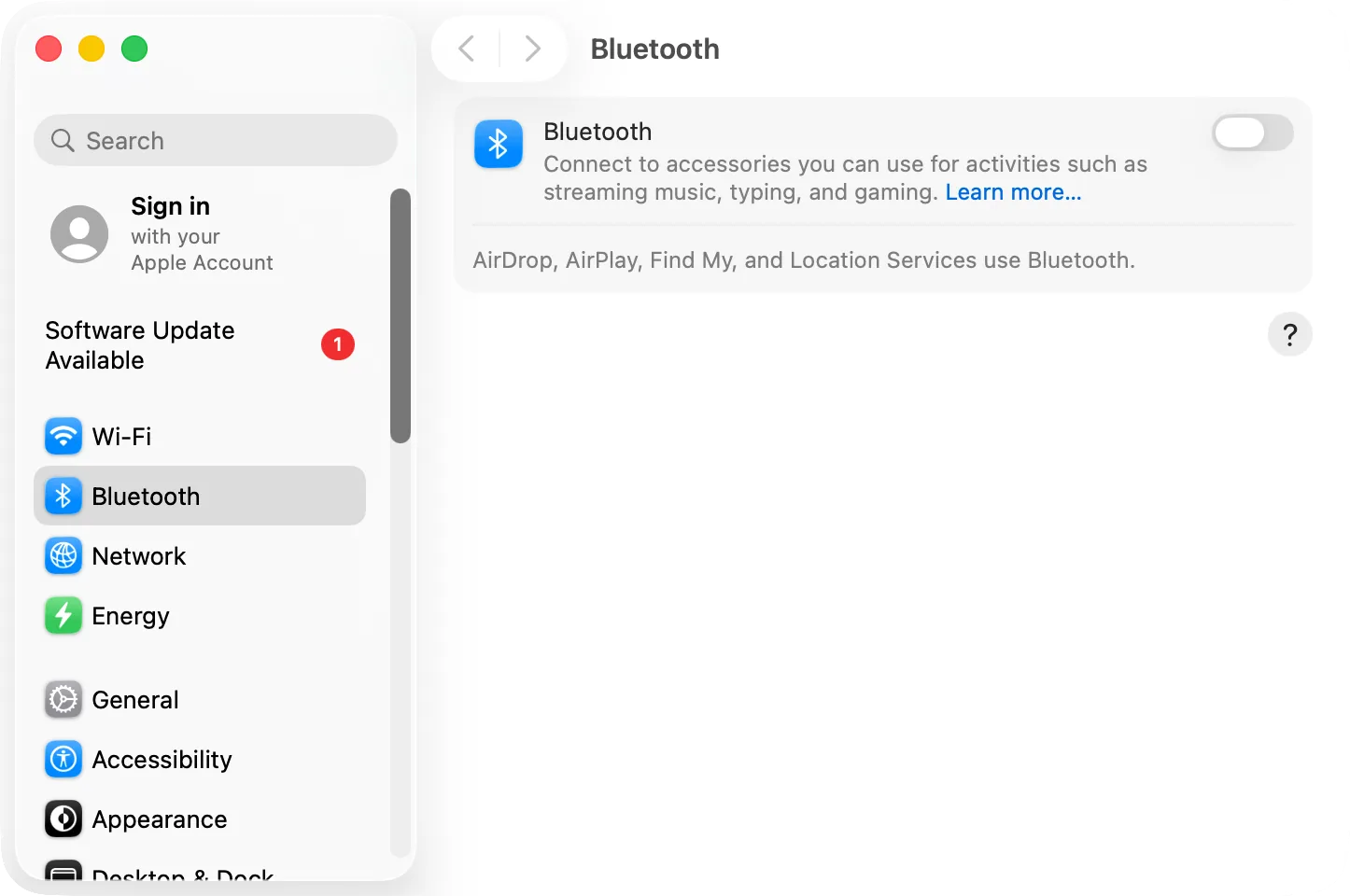 System Settings › Bluetooth