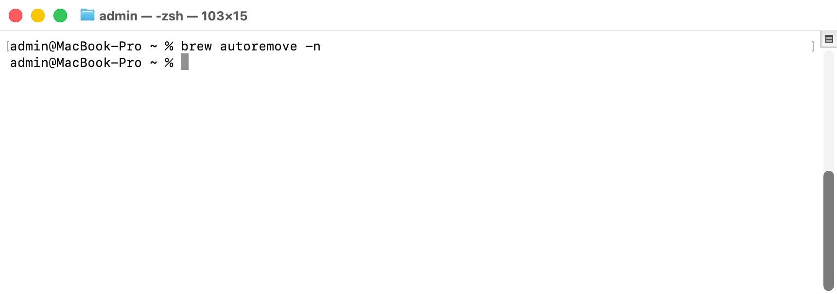 Terminal: brew autoremove -n lists the dependencies no formula needs anymore