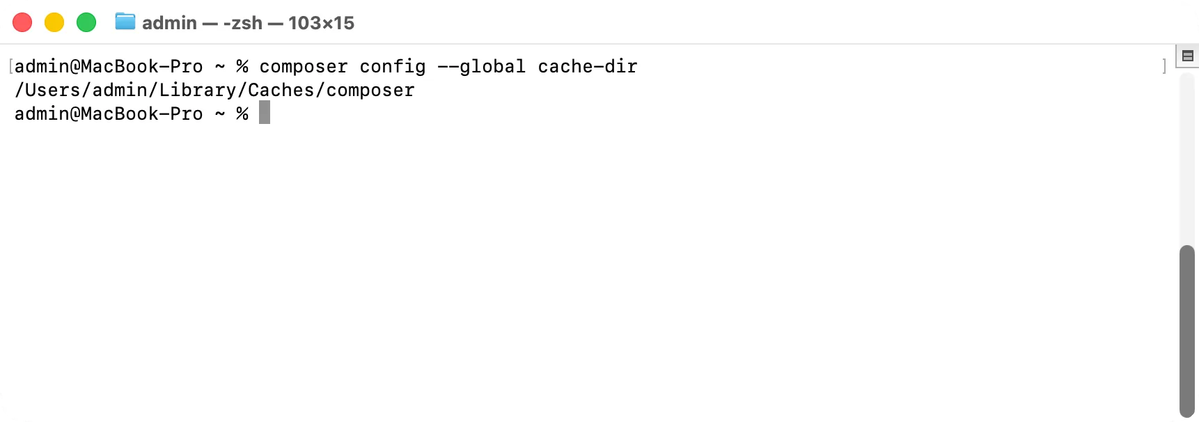 Terminal: the Composer cache folder