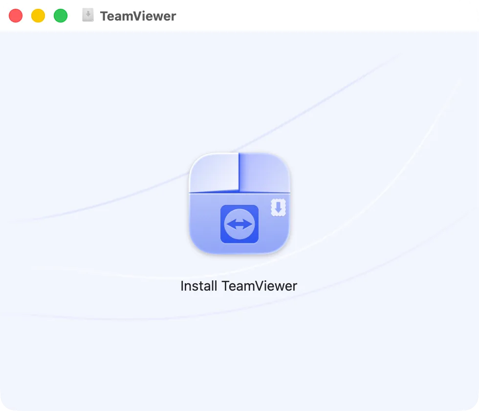 Окно образа диска TeamViewer: значок TeamViewer и папка «Программы», куда его перетащить